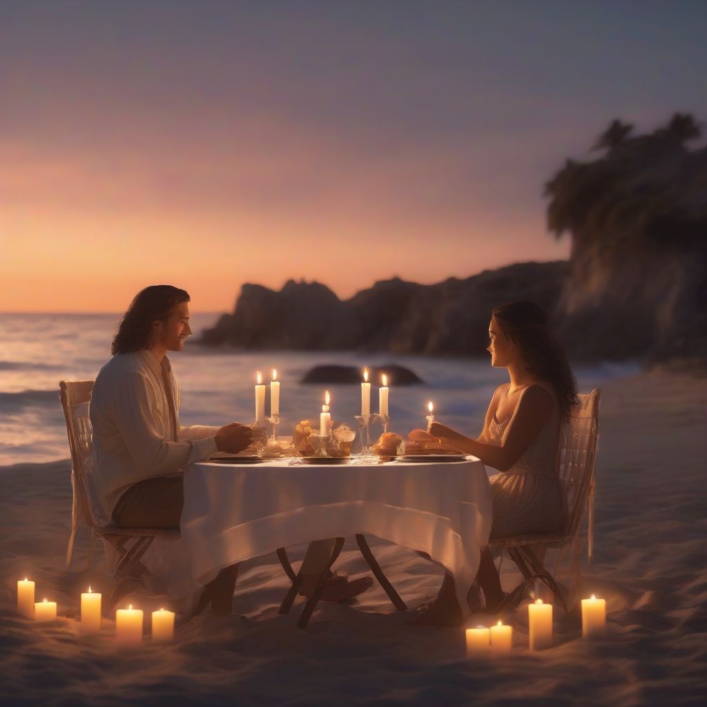 Couple Enjoying Private Dinner on Beach