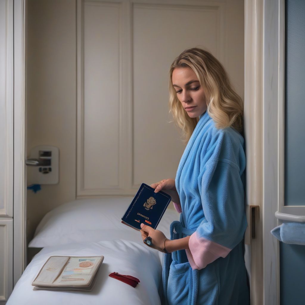 Woman Using a Safe in Her Hotel Room